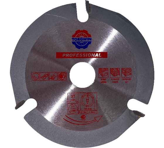 Диск пильный по дереву 125x22.23/20 мм, z3 для ушм TORGWIN T537374