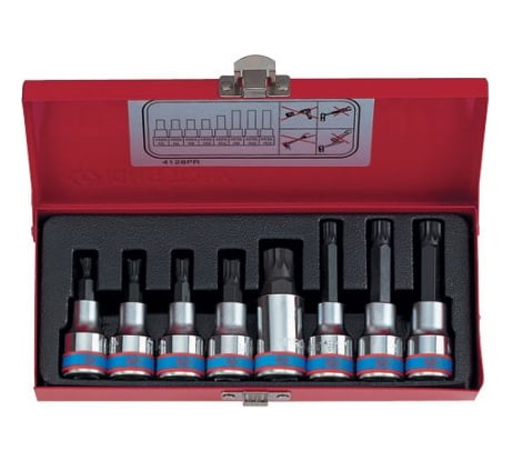 Набор торцевых насадок (1/2", SPLINE, M5-M16, L = 80 мм, 8 предметов) KING TONY 4128PR