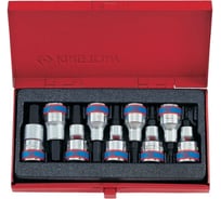 Набор торцевых насадок (1/2", HEX, 3-14 мм, L = 60 мм, 9 предметов) KING TONY 4110PR