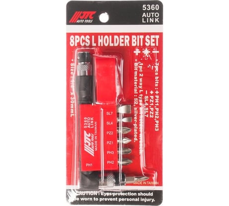 Набор вставок JTC 1/4 DR филипс, позидрайв с Г-образным держателем 8пр. -5360 794219