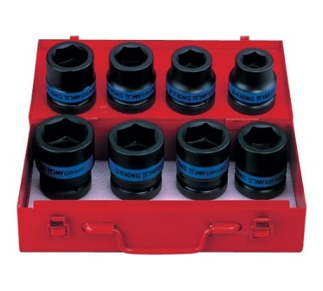 Набор ударных торцевых головок (1", шестигранные, 24-41 мм, 8 предметов) KING TONY 8410MP