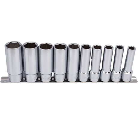 Набор глубоких шестигранных торцевых головок 1/2" 10-24мм L=76мм 10шт JTC-H410M