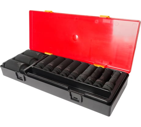 Набор ударных глубоких шестигранных торцевых головок 1/2" 10-32мм в кейсе 12шт JTC-K4121