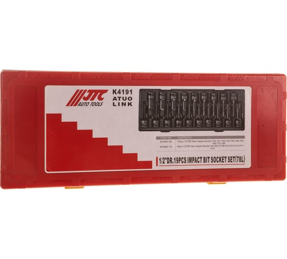 Набор ударных торцевых головок 1/2" TORX, HEX в кейсе 19шт JTC-K4191