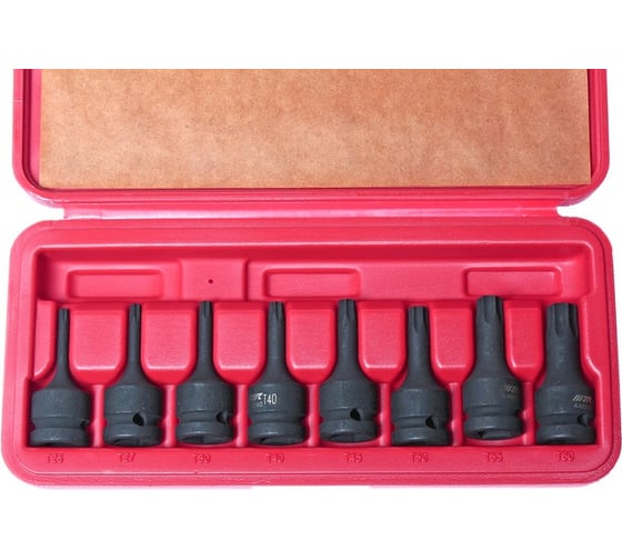 Набор ударных торцевых головок 1/2" TORX Т25-Т60 L=60мм в кейсе 9шт JTC-J408T