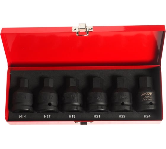 Набор двенадцатигранных ударных торцевых головок 3/4" HEX H14-H24 L=61мм 6шт JTC-J606H