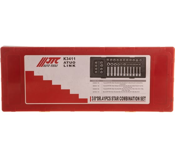 Набор торцевых головок 3/8" TORX, HEX в кейсе 41шт JTC-K3411