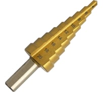 Сверло ступенчатое 4-20 мм, 9 ступеней, Р6М5 нитрид титан Волжский Инструмент 5038003