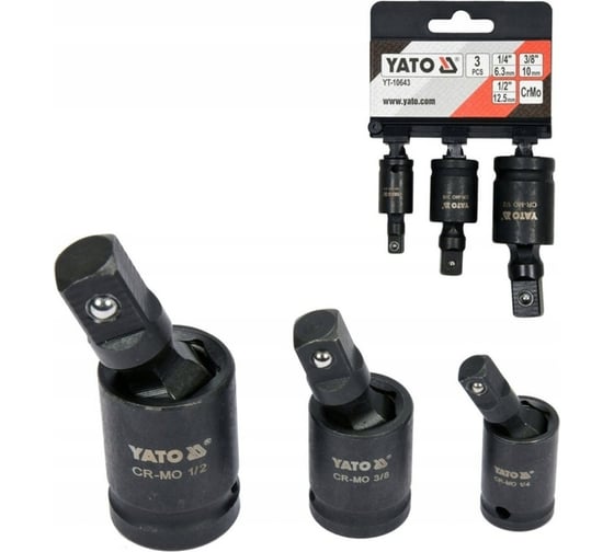 Набор ударных карданов 3 шт, 1/4", 3/8", 1/2" YATO YT-10643