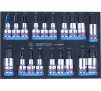 Набор торцевых насадок HEX и SPLINE (ложемент, 19 предметов) KING TONY 9-4129PRV