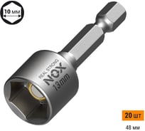 Ключ-насадка магнитная NUT SETTER 13x48 мм, 20 шт, упаковка ПВХ NOX 551320