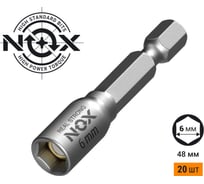 Ключ-насадка магнитная NUT SETTER 6x48 мм, 20 шт, упаковка ПВХ NOX 556020