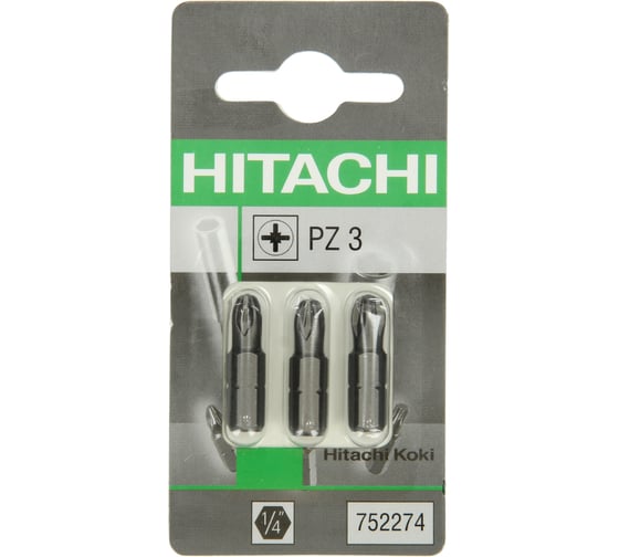 Биты (3 шт;  PZ 3; 25 мм; 1/4") Hitachi HTC-752274