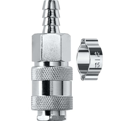 Переходник KRAFTOOL штуцер "елочка" 10 мм - рапид муфта, с хомутом 06596-10