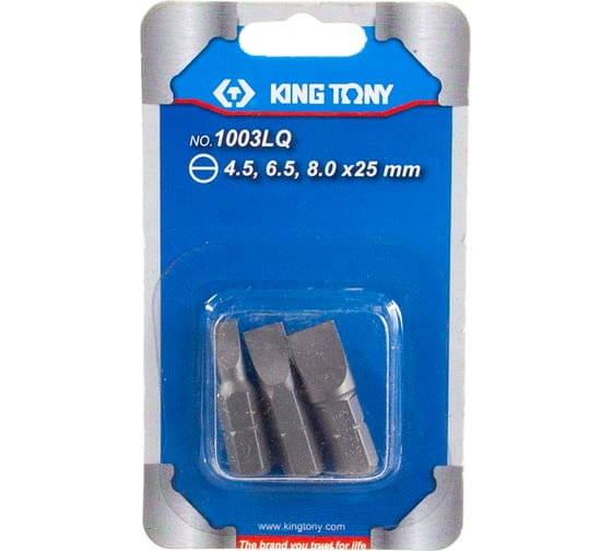 Набор вставок (бит) 1/4", шлицевые, 4.5х0.6, 6.5х1.2, 8.0х1.2, 3шт KING TONY 1003LQ 1