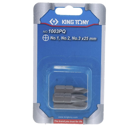 Набор вставок (бит) 1/4", крестовые, №1, №2, №3, 3шт KING TONY 1003PQ 1