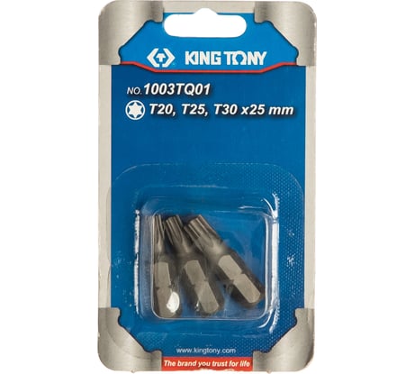 Набор вставок (бит) 1/4", TORX, Т20, Т25, Т30, 3шт KING TONY 1003TQ01