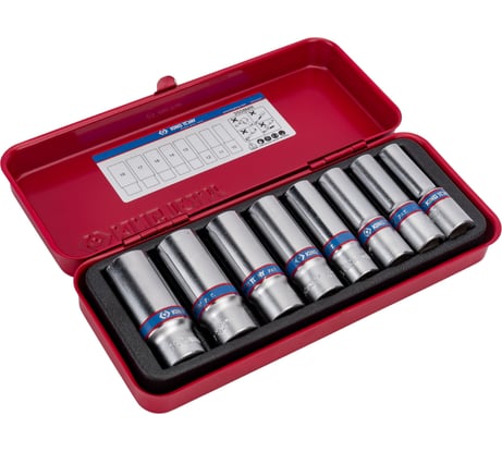 Набор шестигранных глубоких торцевых головок 3/8", 10-19мм, 8шт KING TONY 3508MR