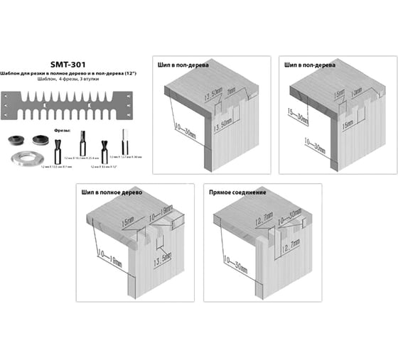 Приспособление для соединений на прямой шип и ласточкин хвост с