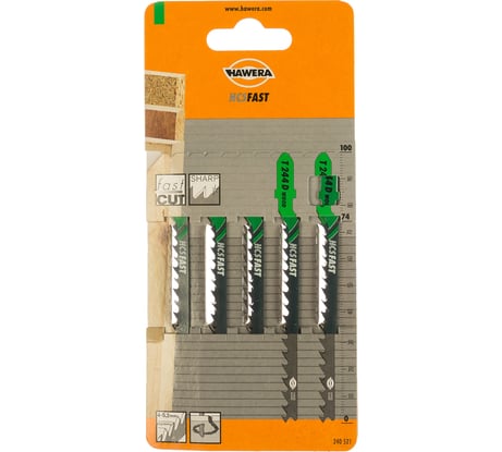 Пилка лобзиковая T 244 D (5 шт; HCS) HAWERA F00Y240521