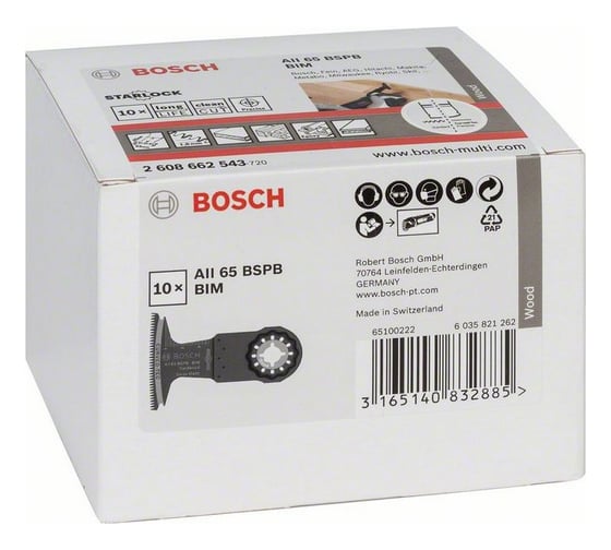 Полотно по твердому дереву (65x40 мм; 10 шт.) Bosch 2608662543