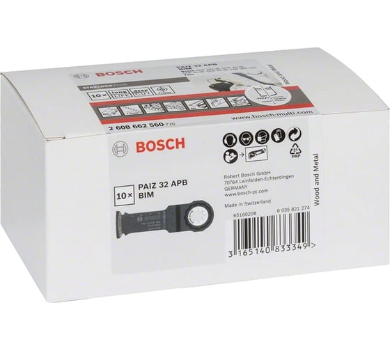 Полотно по дереву и металлу (32x60 мм; 10 шт.) Bosch 2608662560