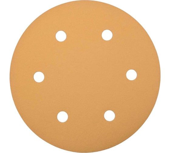 Круг шлифовальный GOLD D 225 мм, P120, на липучке, 5 шт, 6 отверстий PADU Круг-5шт-Р120-6-отв