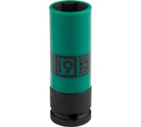 Головка торцевая ударная глубокая 19 мм, 1/2"DR, тонкостенная, пластиковая защита KING TONY 494519M