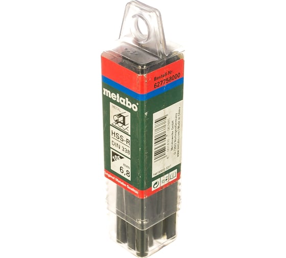 Сверло по металлу HSS-R (10 шт; 6.8x109 мм) Metabo 627758000