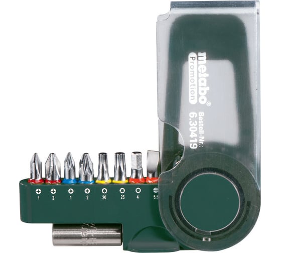 Набор бит (9 предметов) 12 шт. в дисплее Metabo 6304190001