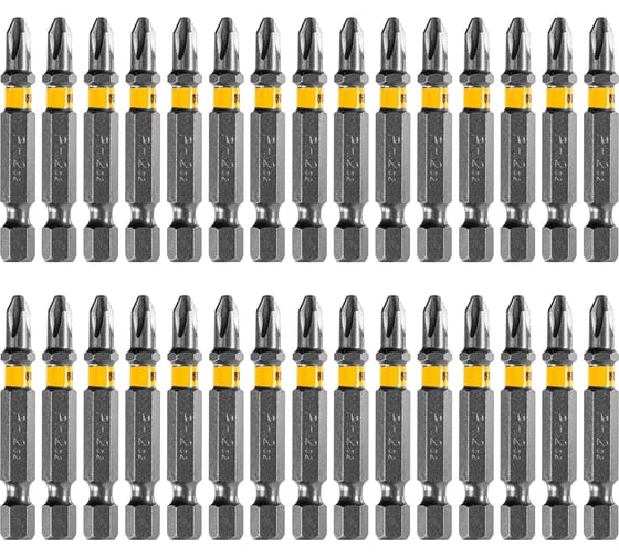 Набор бит PH2x50, сталь S2, 30 шт, шестигранный профиль, пластиковая коробка Denzel 11682