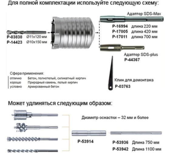 Коронка полая разборная (40х100 мм; SDS-max) Makita P-03779 155147