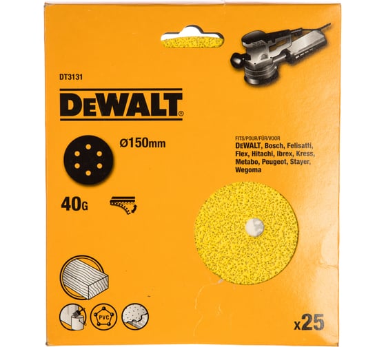 Круг шлифовальный (150 мм; Р40) 25 шт. DEWALT DT 3131 118835