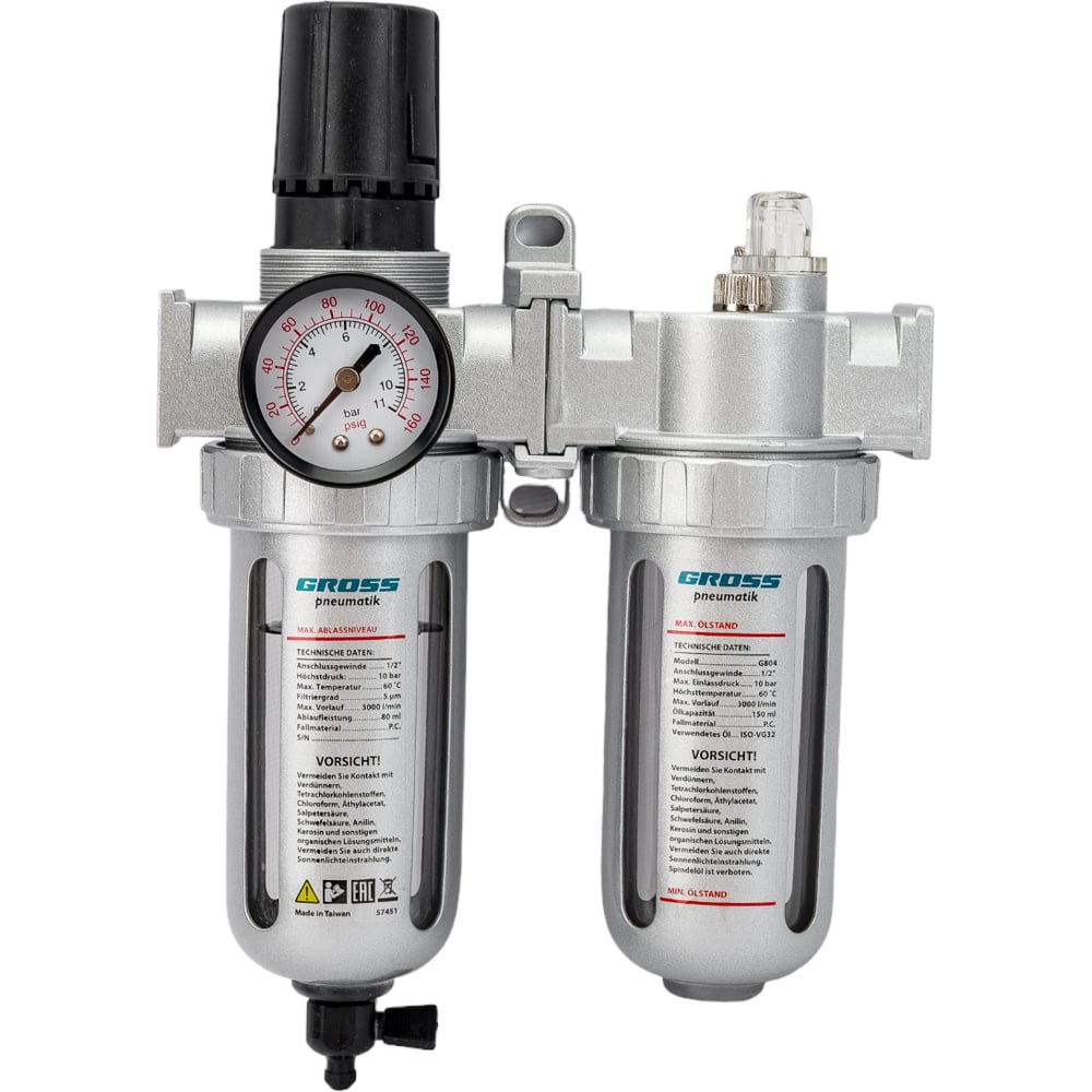 Блок подготовки воздуха регулятор-фильтр-лубрикатор G804 1/2" Gross ...