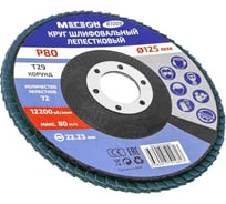Круг шлифовальный лепестковый (125х22.2 мм, P80, КЛТ2) 61009 МЕГЕОН к0000038846