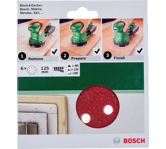 Шлифовальный круг (125 мм; зернистость 60/120/240) 6 шт. Bosch 2609256A28 1