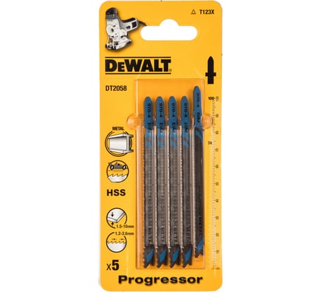 Пилки для лобзика по металлу (100 мм; шаг зубьев 1.2-2.6 мм) 5 шт. DEWALT DT 2058