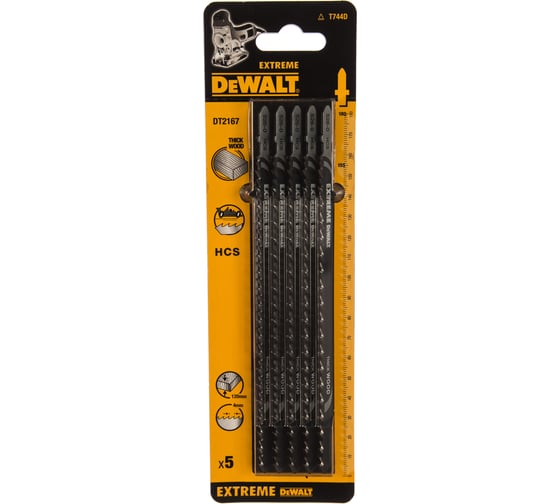 Пилки для лобзика по дереву (180 мм; шаг зубьев 4 мм) 5 шт. DEWALT DT 2167