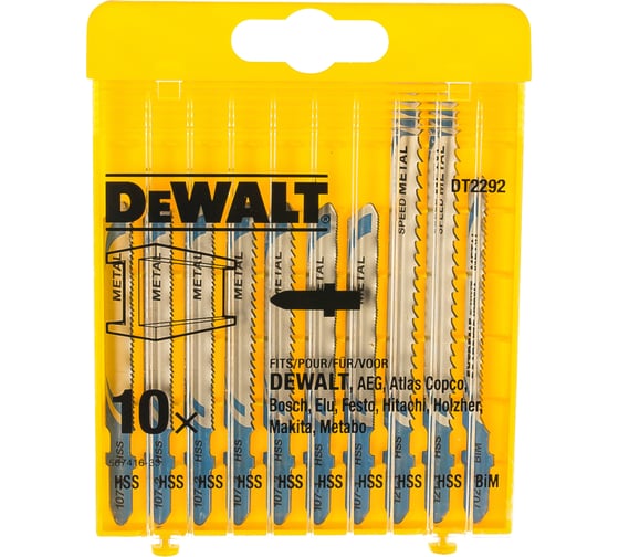Набор пилок для лобзика по металлу (10 шт.) DEWALT DT 2292
