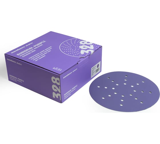 Диск шлифовальный на пленочной основе 328 Purple Zirconia 225 мм, 24 отверстия, Р320, 50 шт SANDWOX 328.225.320.24