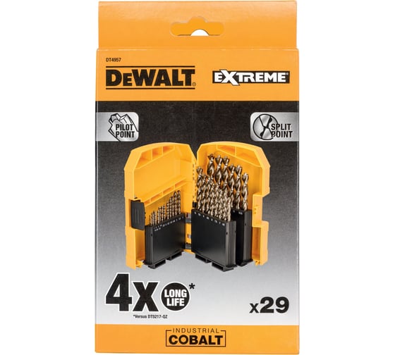 Набор сверл по металлу COBALT INDUSTRIAL 8% (29 шт.) в боксе Midisafe DEWALT DT4957