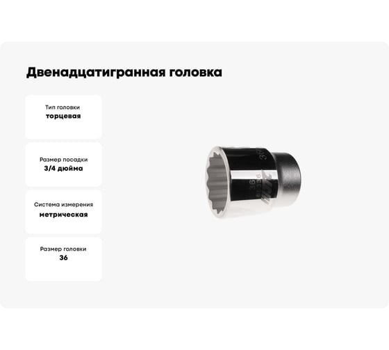 Двенадцатигранная головка 3/4 х 36мм 58 мм JTC-65336