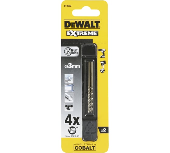 Сверло по металлу 2 шт. COBALT 5% (3х61х33 мм) DEWALT DT4902