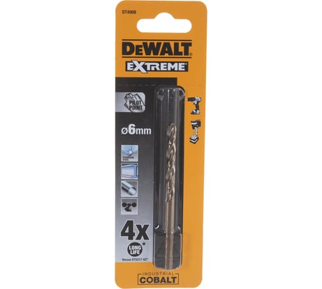 Сверло по металлу COBALT 5% (6х93х52 мм) DEWALT DT4908
