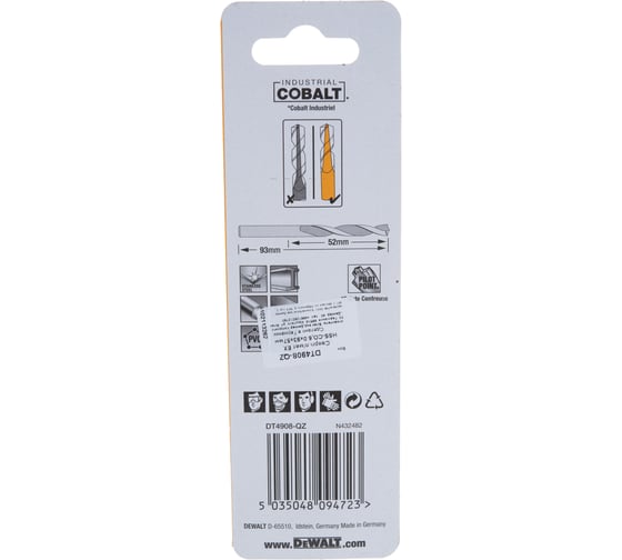 Сверло по металлу COBALT 5% (6х93х52 мм) DEWALT DT4908