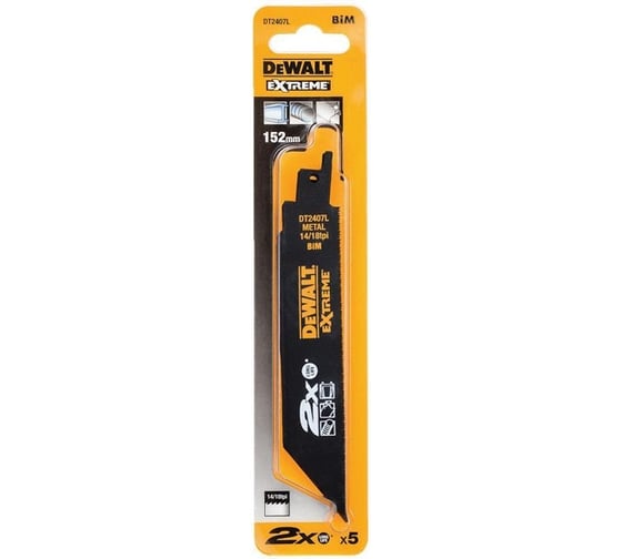 Полотна сабельные BiM 5 шт. по металлу DEWALT DT2407L