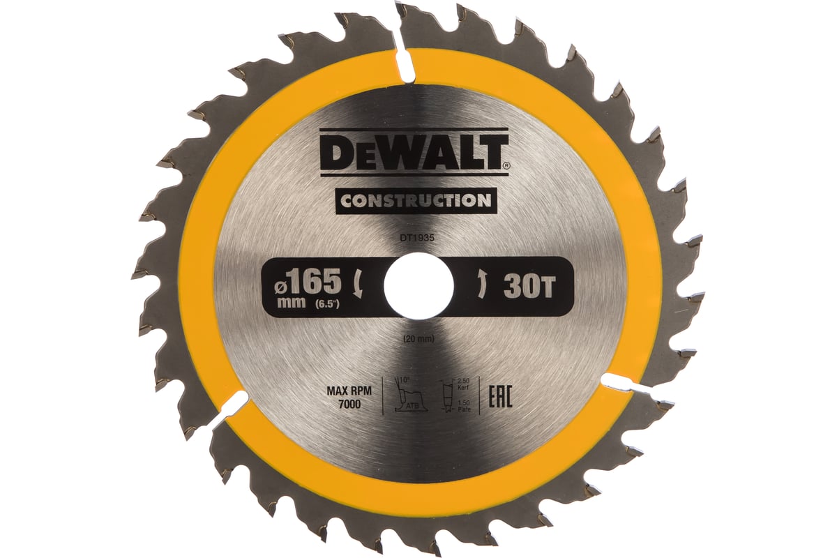 Пильный диск CONSTRUCT (165х20 мм; 30 ATB) DEWALT DT1935