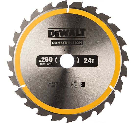 Пильный диск CONSTRUCT (250х30 мм; 24 ATB) DEWALT DT1956