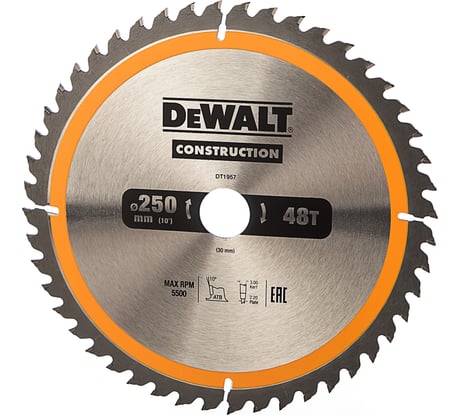 Пильный диск CONSTRUCT (250х30 мм; 48 ATB) DEWALT DT1957