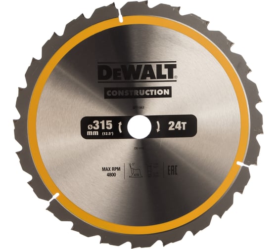 Пильный диск CONSTRUCT (315х30 мм; 24 ATB) DEWALT DT1961